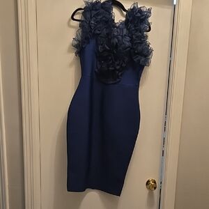 Elegant Blue Ruffled Dress